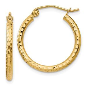2mm, 14k Yellow Gold Diamond-cut Hoops, 20mm (3/4 Inch)